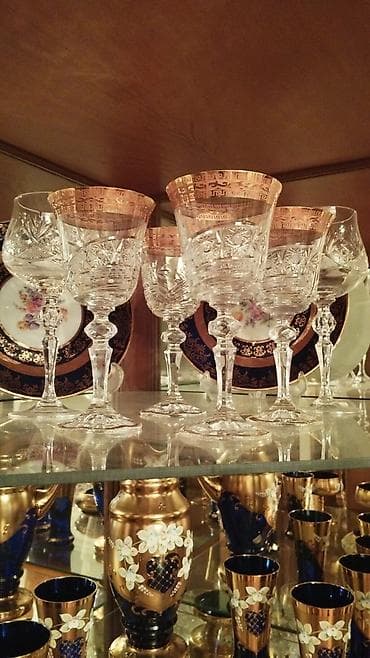 set qablari: Qədəhlər, Xrustal, 4 ədədli dəst, Fransa — 1