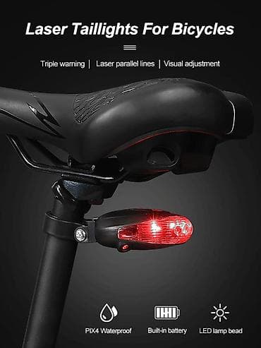velosiped işıq: Velosiped üçün ön fənər və arxa lazer stop işığı. lazer işıq batareya🔋 — 5