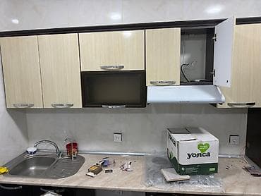 kuxna mebelləri: Ideal vəziyyətdə mətbəx mebrli satılır. Üstündə rakovina və aspirator — 3