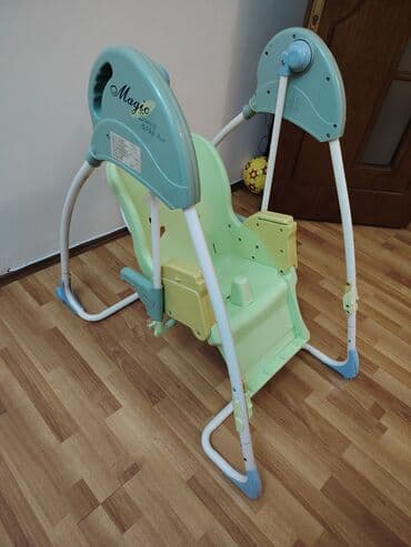 uşaq taxta qumqabısı: Uşaq yelləncəyi – Magic Swing - Rəng: açıq yaşıl, sarı və mavi — 1
