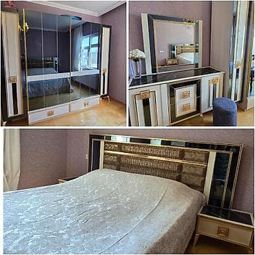 Двуспальная кровать, Шкаф, Трюмо, 2 тумбы, Б/у at lalafo.az Двуспальная кровать, Шкаф, Трюмо, 2 тумбы, Б/у