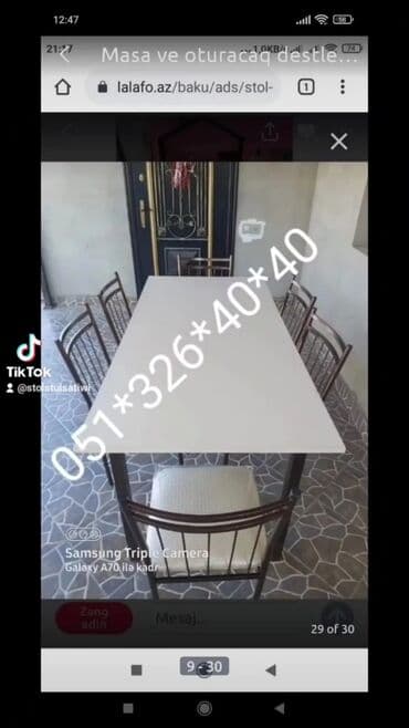 Masa və oturacaq dəstləri: Qonaq otağı üçün, Yeni, Açılan, Dördbucaq masa, 4 stul — 28