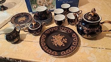 çay serviz: Çay dəsti, rəng - Göy, Farfor, 6 nəfərlik, Çexiya — 1