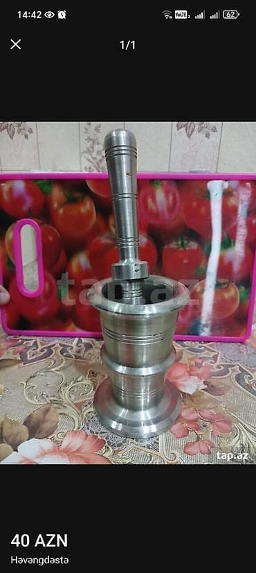 Dəmir/metal dibçək və döymə taxtası (havan və toxmaq) - Material