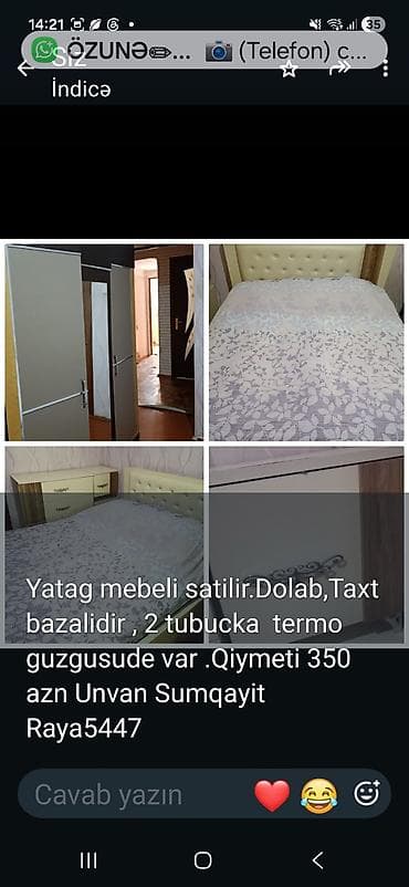 divan taxt: Yataq dəsti - Taxt: bazalı, yumşaq başlıqlı - Dolab: sürgülü qapılı — 1