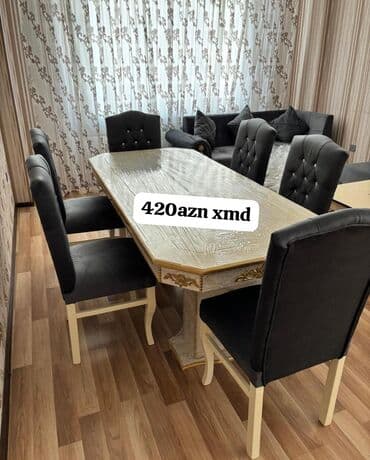 Qonaq otağı üçün, Açılmayan, Oval masa, 6 stul