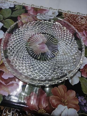 Şüşə meyvə/çəki boşqabı - Material: şəffaf qalın şüşə - Dizayn — 1