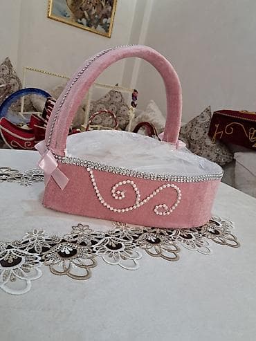 irsad telecom smart saat: Xonça və nişan dəsti üçün əl işləri – məxmər və krujeva dekorlu - — 7