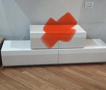 komodlar: Ağ rəngli minimal TV tumbası və saxlama modulu - Dizayn: Sadə, modern — 2