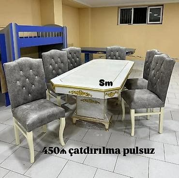 ucuz mebiler: Qonaq otağı üçün, Yeni, Açılmayan, Dördbucaq masa, 6 stul — 1