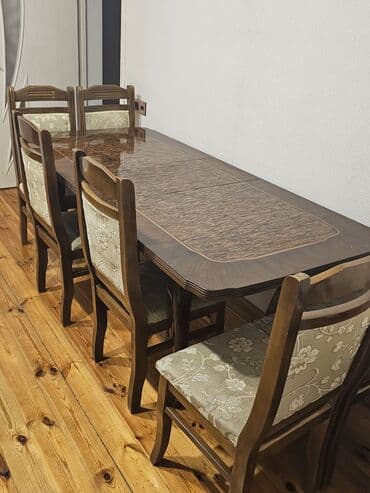 cay evi ucun dican stolar isdenmis: Qonaq otağı üçün, Açılan, Dördbucaq masa, 6 stul — 2