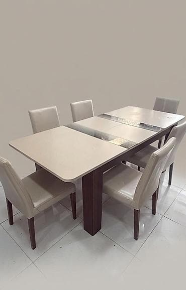 modern stol stullar: Açılmayan, Dördbucaq masa, 6 stul — 1