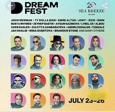Tədbirlərin təşkili: Məhsul: DREAM FEST 2026 tədbiri üçün bilet 26 iyul Təsvir: - Tədbir — 1
