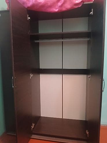 balkon skaflari: 3 qapılı, Güzgülü, Qəhvəyi, Digər material, Açılan, Düz dolab — 3