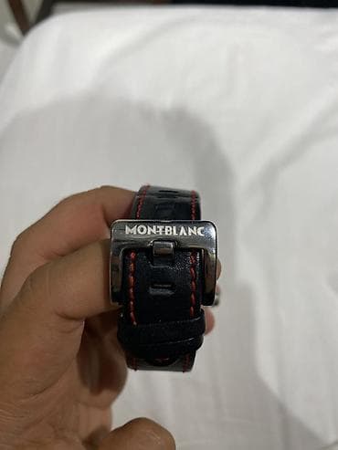 sımart saatlar: Montblanc kişi qol saatı - Rəng və dizayn: qara siferblat, qırmızı — 2