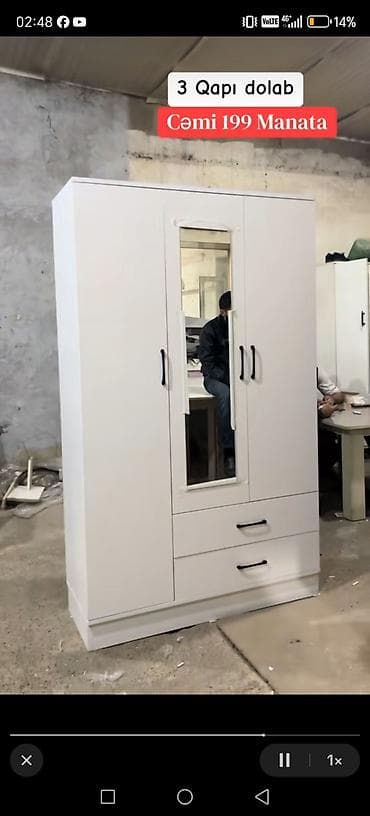 3 qapılı dolab: 3 qapılı, Bej, Digər material, Açılan, Düz dolab — 5