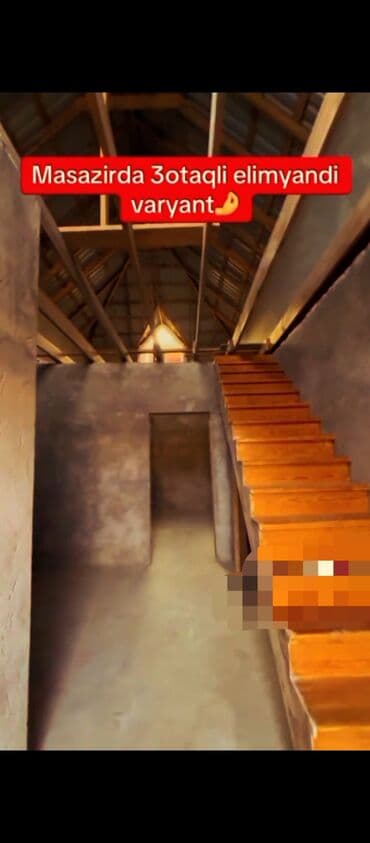 masazirda heyet evleri 2021: Masazırda A-frame tipli yarım tikili ev. 2 mərtəbəli planlama, 3 otaq — 8