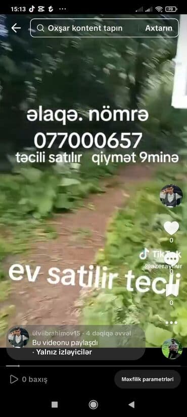 puta ev: Təcili satlir Mətn üzrə məlumat: - Qiymət: 9 min (9 min manat — 1