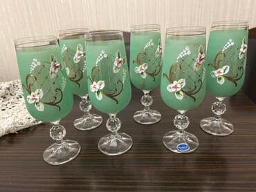 qab dəstləri: Qədəhlər, rəng - Yaşıl, Xrustal, 6 ədədli dəst — 1