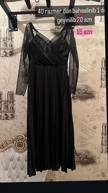 - Qara midi don: 40 razmer. Şifon uzun qol, Qiymət: 15 AZN (şəkildə