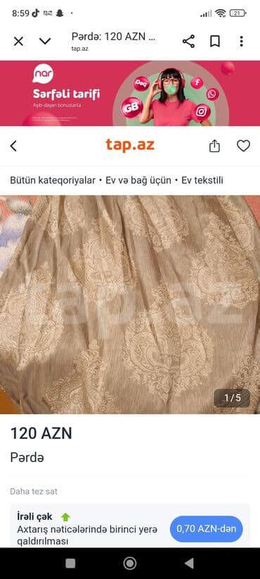 İşlənmiş, Kətan Tül, rəng - Bej, Ünvandan götürmə lalafo.az -da İşlənmiş, Kətan Tül, rəng - Bej, Ünvandan götürmə