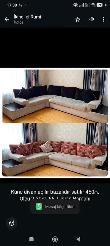 Künc divan açılır bazalıdır satılır 450₼. Ölçü 2.20×1.55. Ünvan Ramani lalafo.az -da Künc divan açılır bazalıdır satılır 450₼. Ölçü 2.20×1.55. Ünvan Ramani