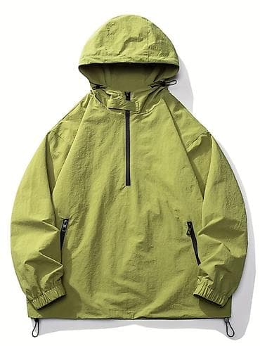 Su keçirməyən kapüşonlu küləkkeçirməz jaket – zeytun-yaşıl rəng