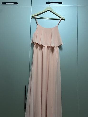 elbiseler: Şifon maxi don – şaftalı rəng - Zərif, axıcı şifon material - Nazik — 1