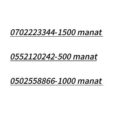 Nömrə: ( 070 ) ( 2223344 )