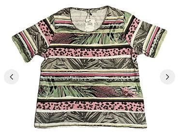 Qadın köynəyi – tropik naxışlı, qısaqol - Rənglər: yaşıl, çəhrayı