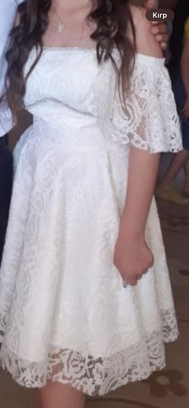 don: Ağ krujeva qısa don - Model: Kloş kəsimli, beldən aşağı açılan, dizə — 3