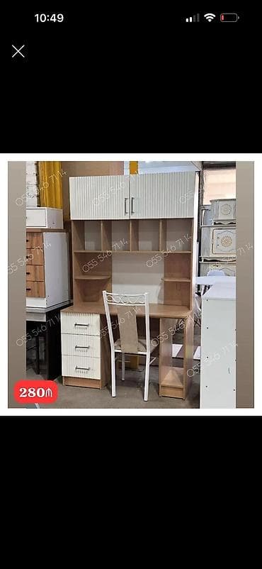 Modern iş masası və üst dolab dəsti - Kompüter/iş masası: Sağ və