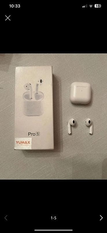 YUMAX Pro 5 simsiz qulaqlıq Məhsulun tərkibi: - 1 cüt ağ rəngli TWS