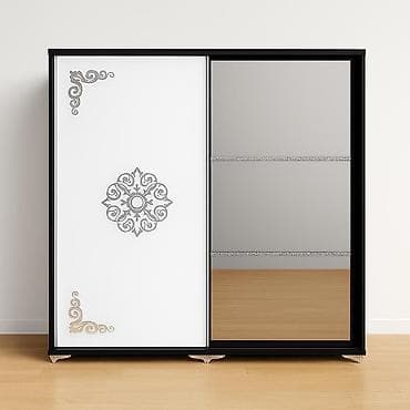 karkas: İşlənmiş, 2 qapılı, Güzgülü, Qara, Kupe, Düz dolab — 3