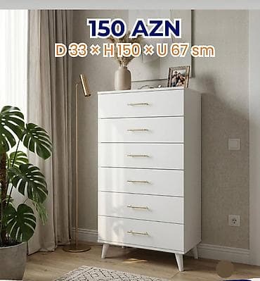 tec mebel: Mebel dəsti – ağ rəngdə, qızılı detallarla 1) Şkaf-komod (çekmecəli) — 2