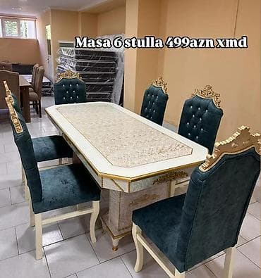 parca stul: Qonaq otağı üçün, Yeni, Dördbucaq masa, 6 stul — 1