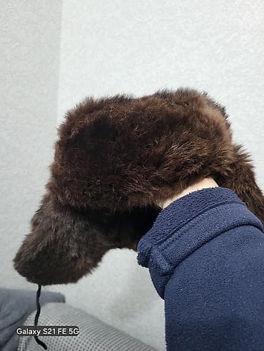 qulaqlı papaqlar: Qışlıq xəz qulaqlı papaq (uşanka) - Material: təbii qəhvəyi xəz — 5