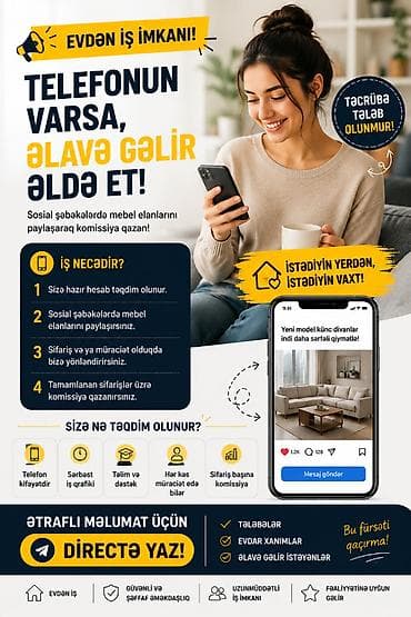 ev saati: Evdən əlavə gəlir imkanı! 📱 Gündə cəmi 2–2.5 saat ayırın. İşiniz — 1