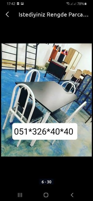 Masa və oturacaq dəstləri: Qonaq otağı üçün, Yeni, Açılan, Dördbucaq masa, 4 stul — 8