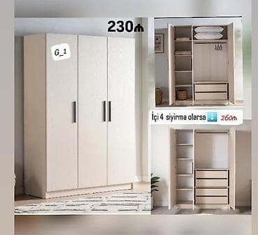 Ağ rəngdə yataq otağı mebeli - 3 qapılı şkaf: sadə dizayn, düz xəttli lalafo.az -da Ağ rəngdə yataq otağı mebeli - 3 qapılı şkaf: sadə dizayn, düz xəttli