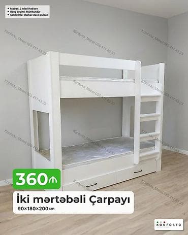 İki mərtəbəli çarpayı – 90×180×200 sm Xüsusiyyətlər: - Rəng seçimi