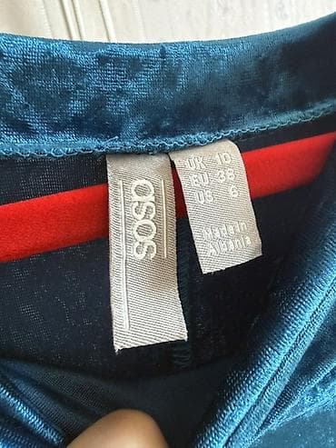 tulum geyim: M- L ASOS brendindən zümrüd-mavi rəngdə məxməri oversize paltar. - — 4