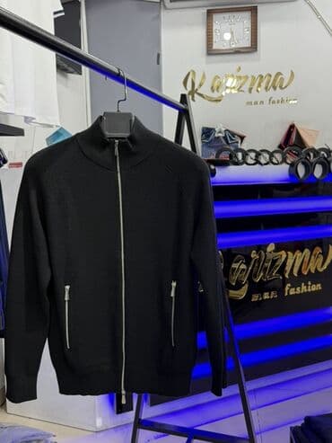 cins donlar: Məhsul: Kişi trikotaj jaketi – fermuarlı - Model: Yüksək yaxalı, tam — 1