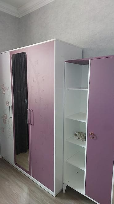 ucuz perde: Uşaq/yeniyetmə otağı üçün şkaf dəsti - Rəng: bənövşəyi-ağ — 1