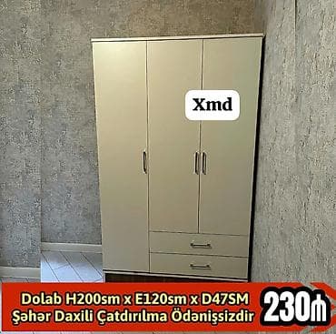 Üç qapılı paltar dolabı - Ölçülər: H200 sm x E120 sm x D47 sm - Rəng — 1