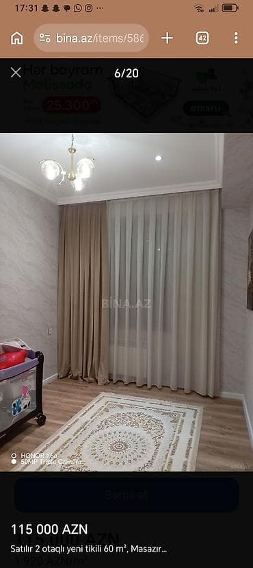 купить 3 комнатную квартиру в баку: 2 комнаты, Новостройка, 60 м² — 6