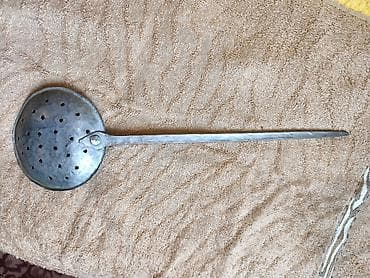 sap: Qədimi mis kəfkir. Metall süzgəc qaşıq - Material: tam metal — 2