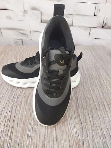 Unisex idman ayaqqabısı – qara/boz rəng palitrası, ağ hündür rellefli — 2