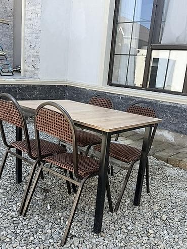 kamp masa: Yeni, Dördbucaq masa, 4 stul, Açılmayan, Stullar ilə, Metal — 1