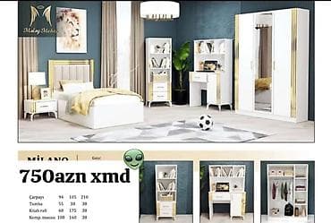 Milano gənc otağı dəsti Komplekt tərkibi və ölçülər (eni x hündürlük